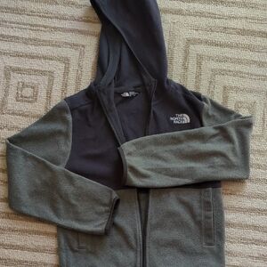 The North Face Gray Hooded Jacket with Full-Length Zipper